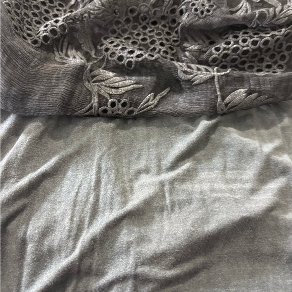 Soft Surroundings Charcoal Gray Silk Tank Dress w Embroidery and Viscose Liner - Picture 9 of 15